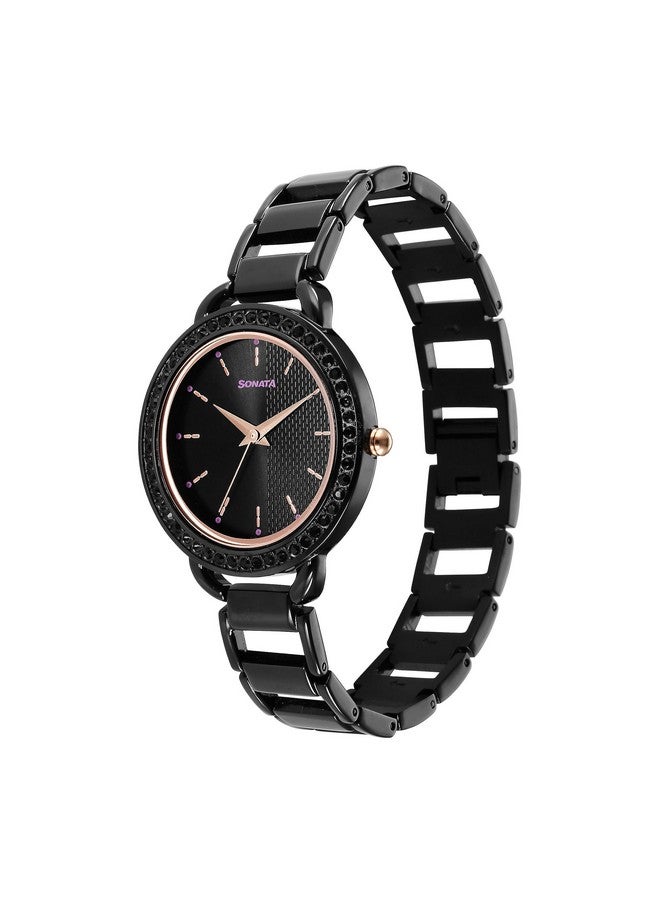 سوناتا ساعة سوناتا ويدينج كوارتز أنالوج بمينا سوداء وحزام معدني للنساء - 87052KM01 - Image 3