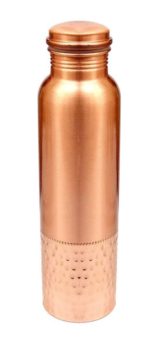 KC Pure Copper Water Bottle with Leak Proof Protection, Ayurveda and Yoga Health Benefits. (Half Hammered Design,1000ml) - Image 2
