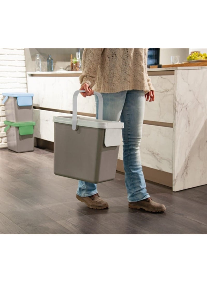 Snips 25L Recycling Bin for Separate Waste Collection – Grey with Light Grey Lid, Made in Italy - Image 3