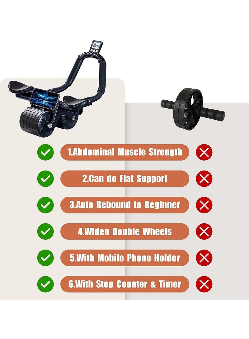 Rock Pow 2023 New with timer Ab Abdominal Exercise Roller Elbow Support, abs roller wheel core exercise equipment, Automatic Rebound Abdominal Wheel - Image 3