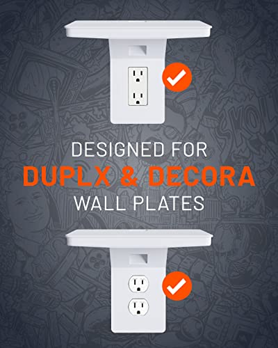 ECHOGEAR Wide Outlet Shelf - Next-Gen Design with Built-in Cord Storage & Room for Bulky Plugs - Works with Both Standard & Decora Outlets - Quick Install with Included Hardware - Image 3
