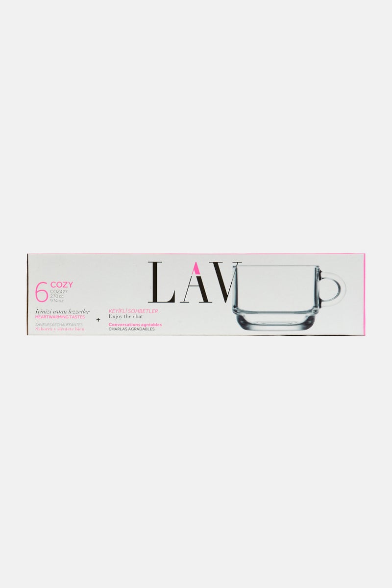 LAV 6 Pieces Transparent Glass Coffee Cup 270 Ml - Image 3