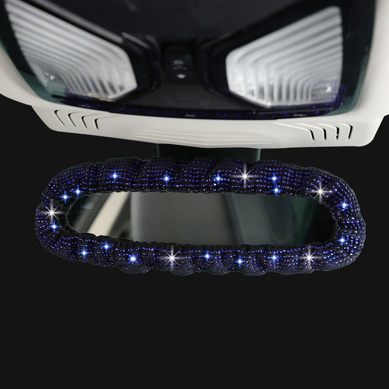 Supply Rhinestone Full Diamond Car Rearview Mirror Cover Diamond-Embedded Car Fashionable Interior Rearview Mirror Interior Cover - Image 1