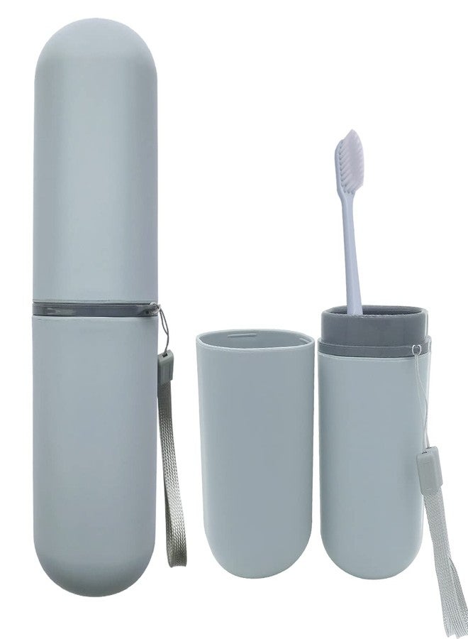 HEIPINIUYE Light Blue Travel Toothbrush Holder, Toothbrush and Toothpaste Travel Case Portable Toothbrush Holder with Cover for Traveling Bathroom Business Camping School - Image 1