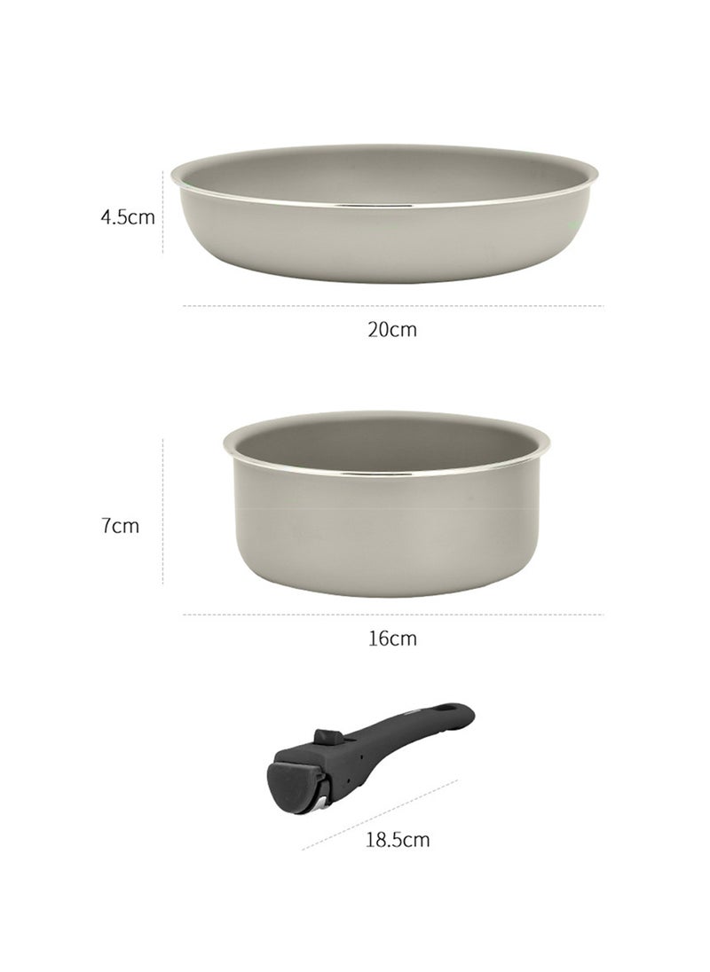 Sharpdo - 2-Piece Household Aluminum Removable Non-Stick Frying Pan Milk Pan Set (16cm+20cm) - Image 1