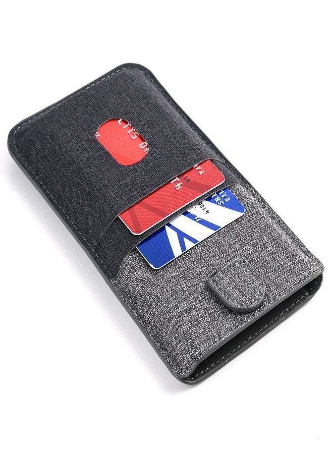 Dockem Luxe Wallet Sleeve 2.0 for iPhone 11 Pro Max (6.5), XS Max, 8 Plus, 7 Plus: Twill Canvas Style Synthetic Leather Card Case: Ultra Slim Pouch Cover with 4 Card Holder Slots (Black/Grey) - Image 1