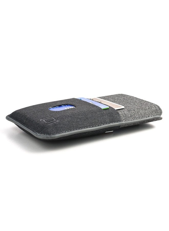 Dockem Luxe Wallet Sleeve 2.0 for iPhone 11 Pro Max (6.5), XS Max, 8 Plus, 7 Plus: Twill Canvas Style Synthetic Leather Card Case: Ultra Slim Pouch Cover with 4 Card Holder Slots (Black/Grey) - Image 5