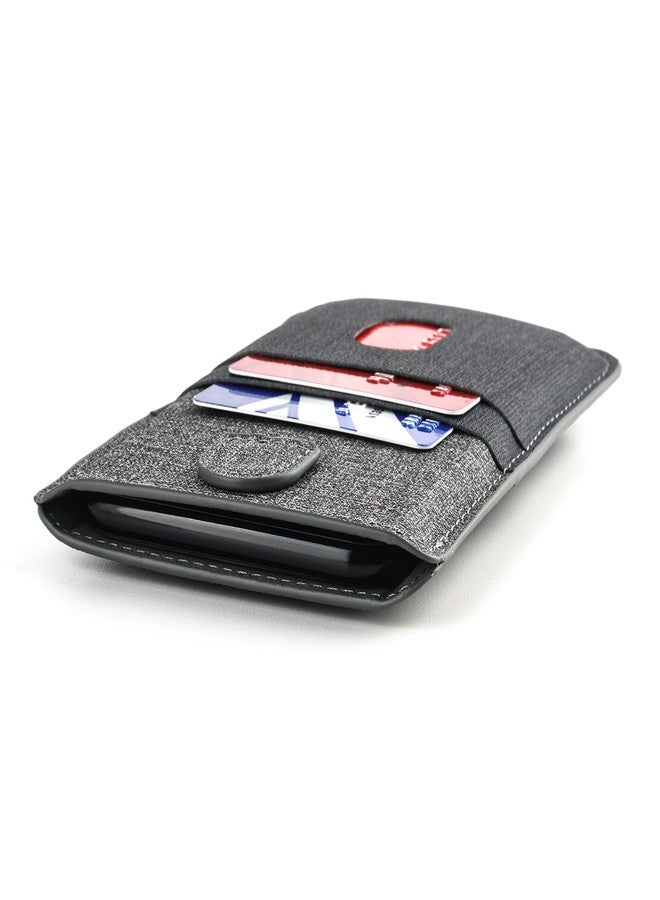 Dockem Luxe Wallet Sleeve 2.0 for iPhone 11 Pro Max (6.5), XS Max, 8 Plus, 7 Plus: Twill Canvas Style Synthetic Leather Card Case: Ultra Slim Pouch Cover with 4 Card Holder Slots (Black/Grey) - Image 4