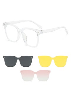 Generic Magnetic Clip-on Sunglasses Dual Day Night Use UnisexTransparent frame 3 clips Transparent frame 3 clips 