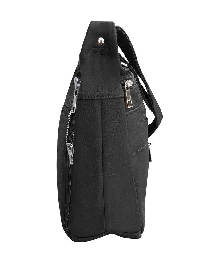 Roma Leathers حقيبة يد جلدية سوداء لحمل الأشياء المخفية، طراز روما 7082 - Image 5
