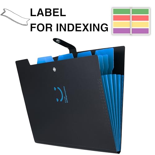 SPS 5 Pocket Expanding File Folder Smile Design - Fits A4 & Letter Size Document Organizer, Accordion File Folders, File Holder for Office, School & Home Use - Blue - Image 5