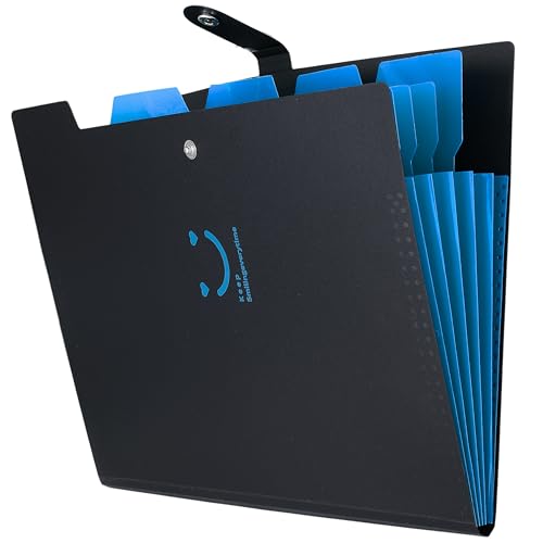 SPS 5 Pocket Expanding File Folder Smile Design - Fits A4 & Letter Size Document Organizer, Accordion File Folders, File Holder for Office, School & Home Use - Blue - Image 4