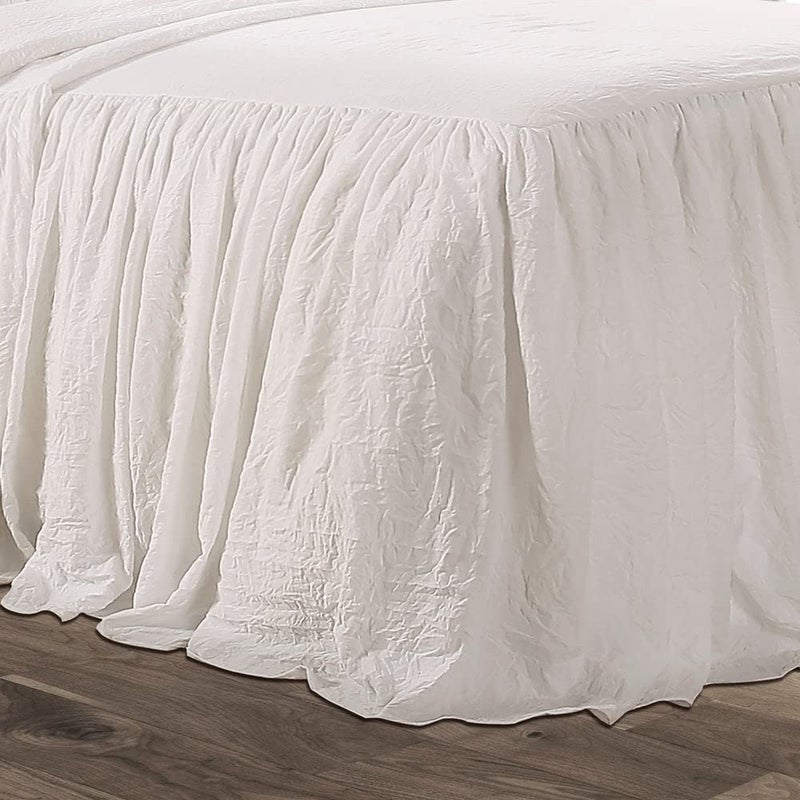 Lush Decor Ruffle Skirt Bedspread Set - 3-Piece Luxurious Farmhouse Bedding - Elegant Ruffle Detail - Timeless Style - Soft Lightweight Sheets - Full, Neutral - Image 5