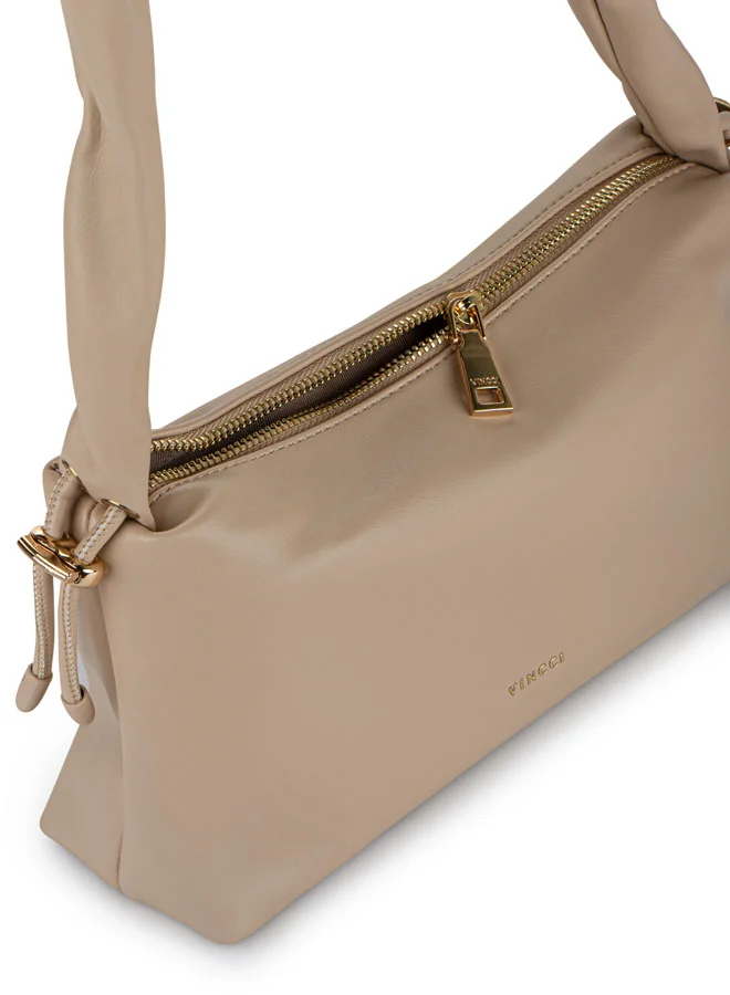 Vincci Women Solid Shoulder Bag with  Designed Strap and Zip Closure