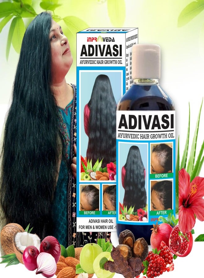 Original Karnataka Adiwasi Hair Oil | Ayurvedic Hairs Growth Adiwasi Herbal Kesh tel with Onion, Rosemary, Castor, Amla, Almond, Coconut, Brahmi & Bhringraj Oil | Adiwashi Hair Oil 100ml Pack of (2)
