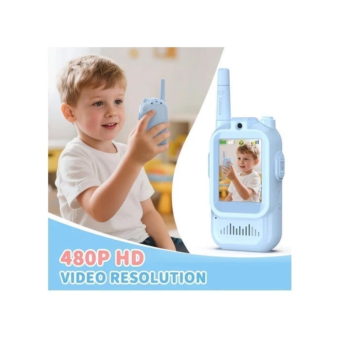 Kids Interactive Communication Device Set with Camera & Screen – Rechargeable Long Range Voice & Video Toy, No WiFi or Internet required, Fun Light & Sound Features (2 Pieces) - Image 2