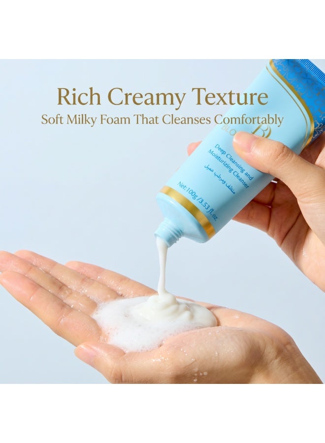 Blooming Day Deep Cleansing & Moisturizing Facial Cleanser 100g – Daily Foaming Face Wash for Oily & Combination Skin, Removes Dirt & Excess Oil, Fresh & Comfortable Skin - Image 3
