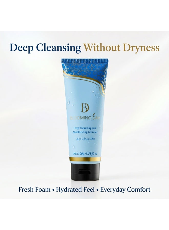 Blooming Day Deep Cleansing & Moisturizing Facial Cleanser 100g – Daily Foaming Face Wash for Oily & Combination Skin, Removes Dirt & Excess Oil, Fresh & Comfortable Skin - Image 1