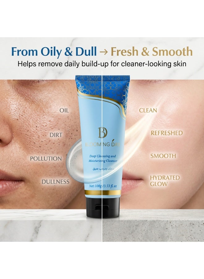 Blooming Day Deep Cleansing & Moisturizing Facial Cleanser 100g – Daily Foaming Face Wash for Oily & Combination Skin, Removes Dirt & Excess Oil, Fresh & Comfortable Skin - Image 4