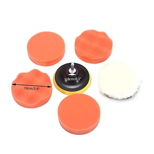 JERN® 7pcs Buffing/Polishing Pad Kit, Sponge and Wool Polishing Pad Set with M14 Drill Adapter (3 inches Set of 7) - Image 3