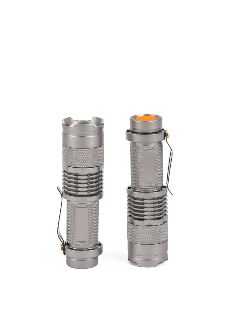 LUSTER 2pc Small LED Flashlight with Clip Silver - Image 2
