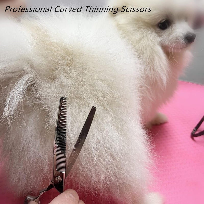 Curved Thinning Shears for Dogs - 7.0 Inch, 50 Teeth, 30% Thinning Rate - Image 5