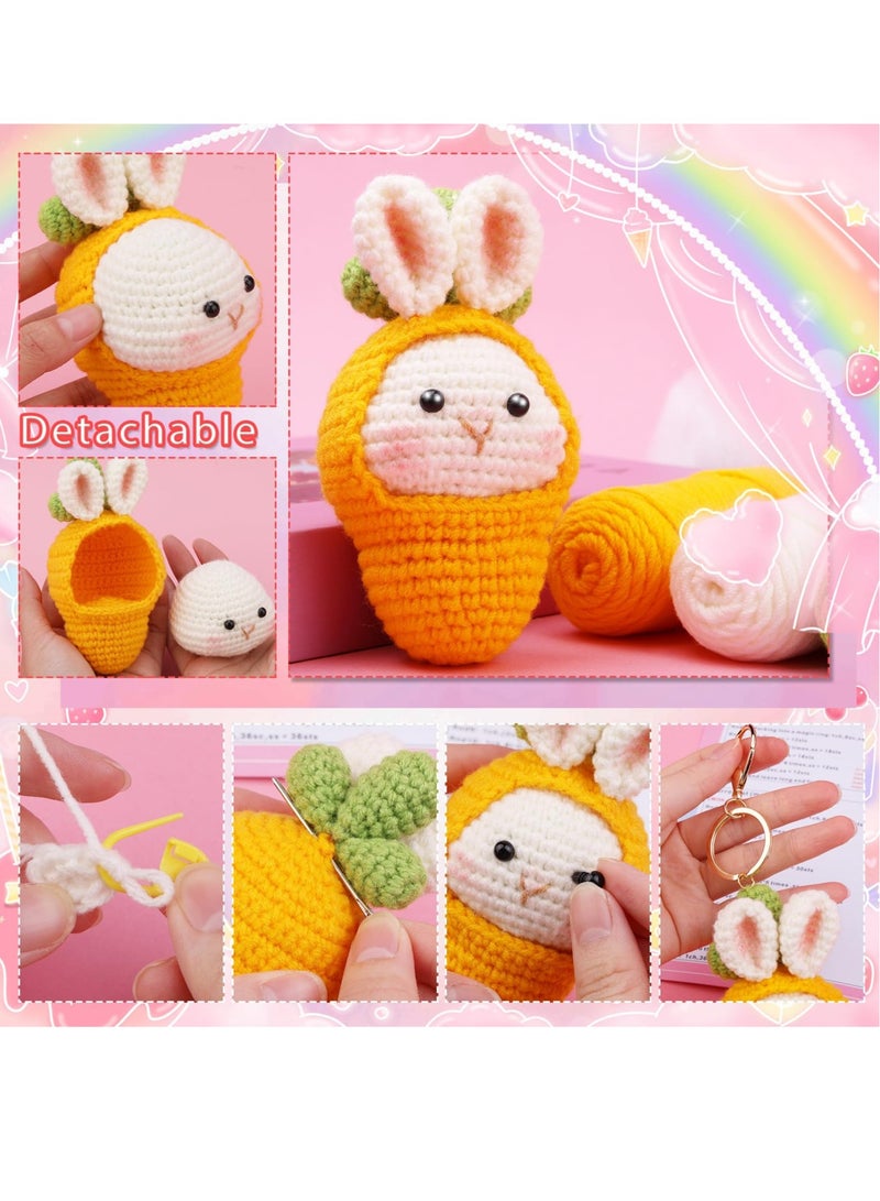 Excefore Crochet Kit for Beginners, Complete Crochet Start Kit, Crochet Animal Kit Rabbit Carrot, with Crochet Hook Set Crochet Yarn, Step-by-Step Video Tutorials, for Adult DIY Knitting Supplies - Image 5