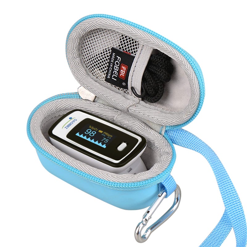 Hard Fingertip Pulse Oximeter Case for Innovo Deluxe iP900APZacurate Pro Series 500DL 500BL for Small Children Blood Oxygen Monitor 43x22x24 Inches Case Only Blue