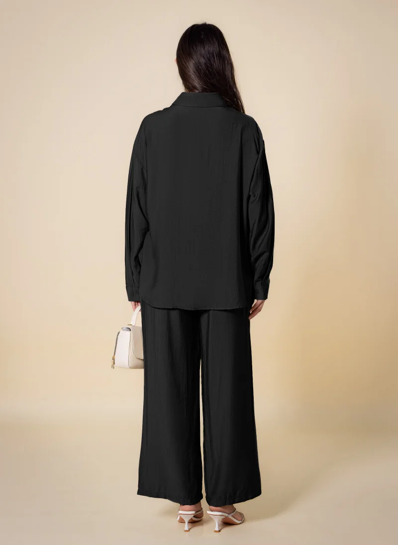 Shapes Black DETAILED LIGHTWEIGHT SHIRT SET for Women | Best Price UAE