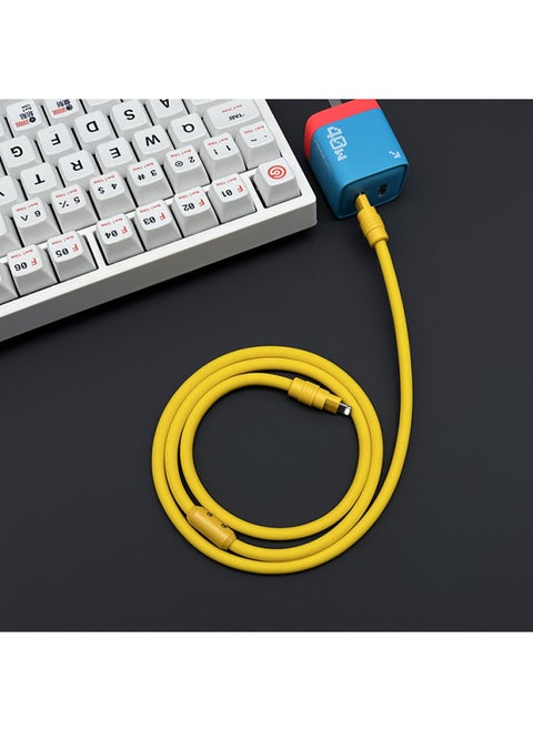 Super Soft Silicone Data Cable For Apple For Iphone15 For Huawei For Xiaomi Android Phone Super Fast Charging-Color:2 M USB To For Iphone 12W-Model:Yellow + Blue Shell + Slider