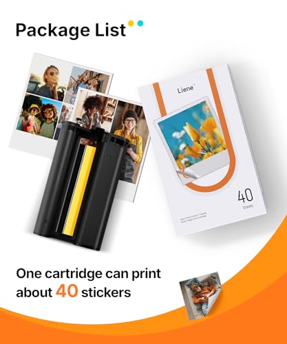 Liene Amber M110 & M210 3x3″ Photo Paper 40 Sheets & 1 Cartridge, Photo Printer Sticker Paper Adhesive, Waterproof, Smudge Proof, Instant Photo Paper Only for DHP514/DHP515 Photo Printer for Scrapbook - Image 3