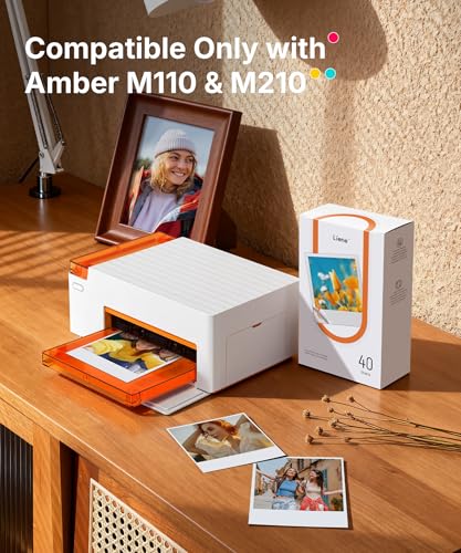 Liene Amber M110 & M210 3x3″ Photo Paper 40 Sheets & 1 Cartridge, Photo Printer Sticker Paper Adhesive, Waterproof, Smudge Proof, Instant Photo Paper Only for DHP514/DHP515 Photo Printer for Scrapbook - Image 2