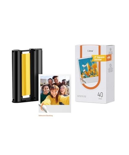 Liene Amber M110 & M210 3x3″ Photo Paper 40 Sheets & 1 Cartridge, Photo Printer Sticker Paper Adhesive, Waterproof, Smudge Proof, Instant Photo Paper Only for DHP514/DHP515 Photo Printer for Scrapbook - Image 1
