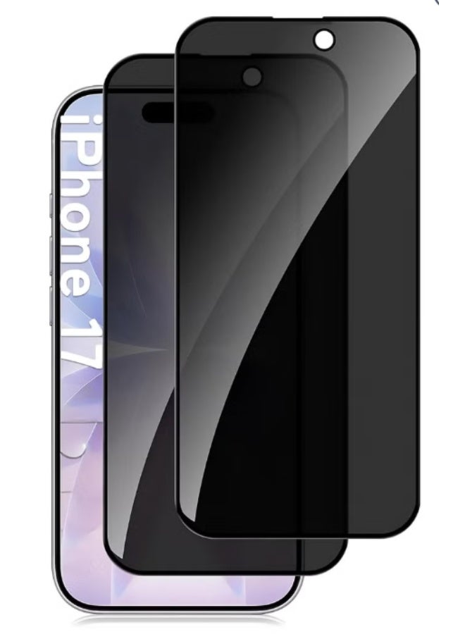 iPhone 17 Privacy Tempered Glass 9H Hardness Anti-Spy Privacy Glass With 2-Pack iPhone 17 Anti-Scratch Dustproof Bubble-Free Glass For iPhone 17 6.3-inch - Image 1