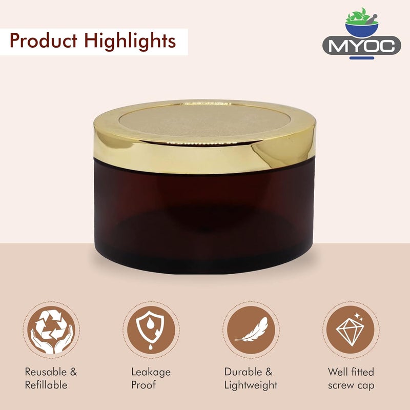 Myoc MYOC Amber San Jars with Golden Cap Inner lid for Creams Gels Body Scrub Butter Leakproof Reusable Refillable Portable Cosmetic Container for Makeup DIY Products 50gm Pack of 8 - Image 3
