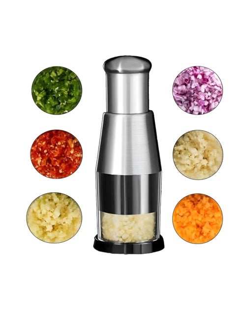 Stainless Steel Manual Press Garlic Press, Multifunctional Manual Press Garlic Press for Mincing Garlic, Chopping Peppers and Onions-457