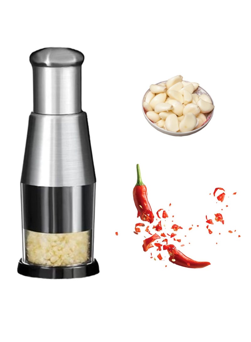 Stainless Steel Manual Press Garlic Press, Multifunctional Manual Press Garlic Press for Mincing Garlic, Chopping Peppers and Onions-457 - Image 3