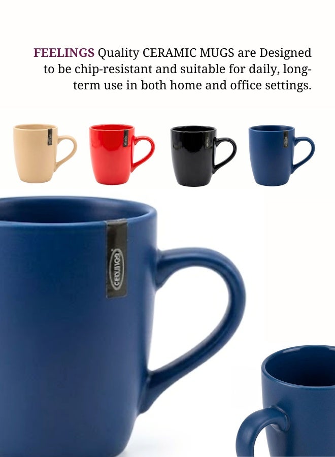 FEELINGS 4pcs set of 12oz color glaze mug-1 tone Dark Blue - Image 3