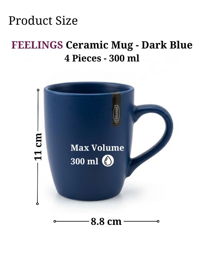FEELINGS 4pcs set of 12oz color glaze mug-1 tone Dark Blue - Image 2