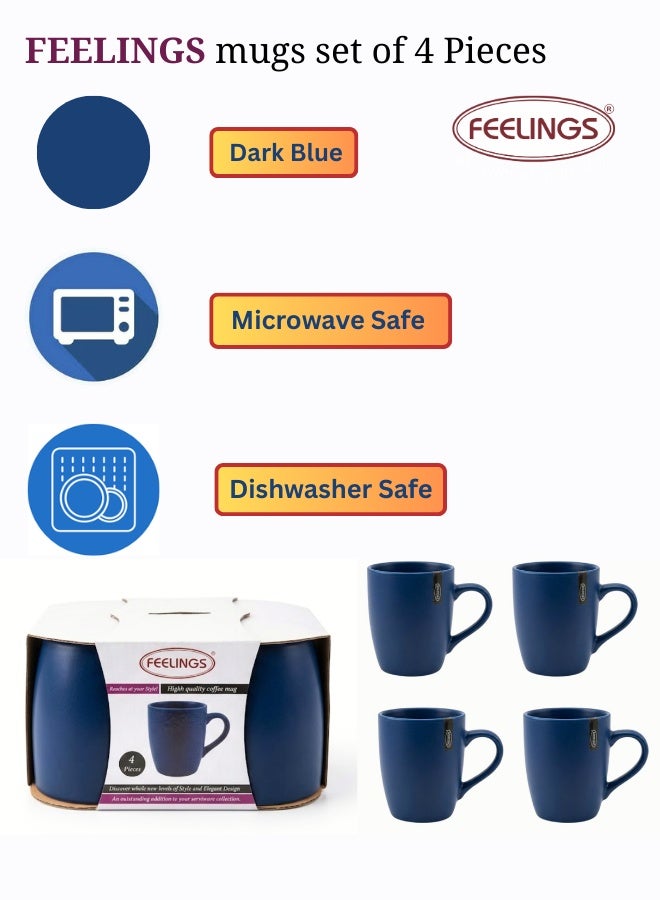 FEELINGS 4pcs set of 12oz color glaze mug-1 tone Dark Blue - Image 4