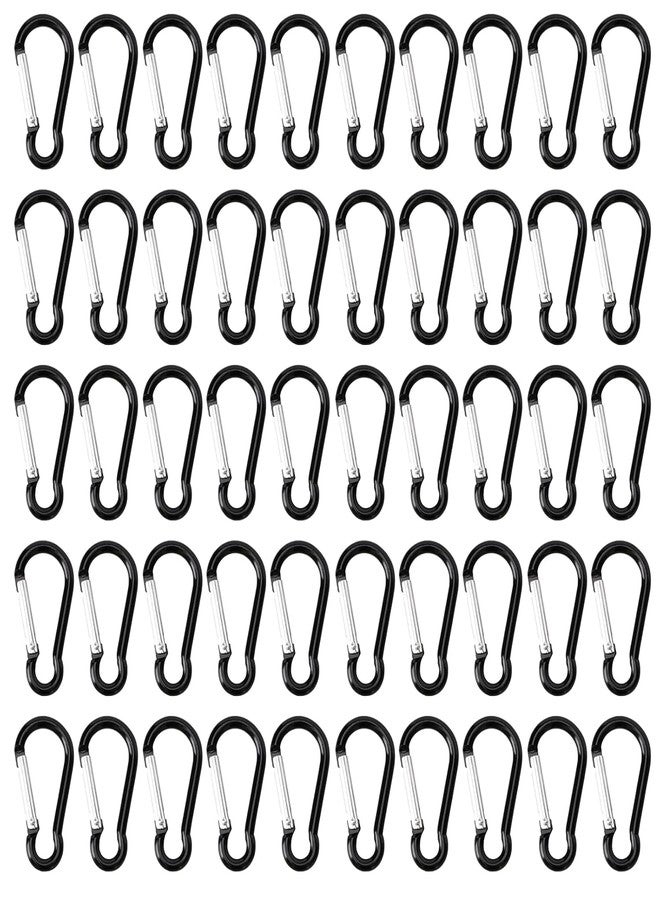 Evaluemart Pack of 10 Pcs Spring Clip Carabiner Gate O Ring Round Carabiner Snap Clip Spring Key Ring Buckle for Bags Purses Keychain Zinc Alloy Black - Image 1