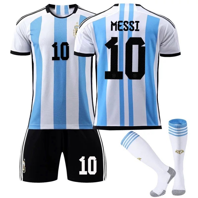 Generic Argentina Messi No.10 Soccer Jersey Set with Socks 22-23 Argentina T home number 10 (black pants) + matching socks 