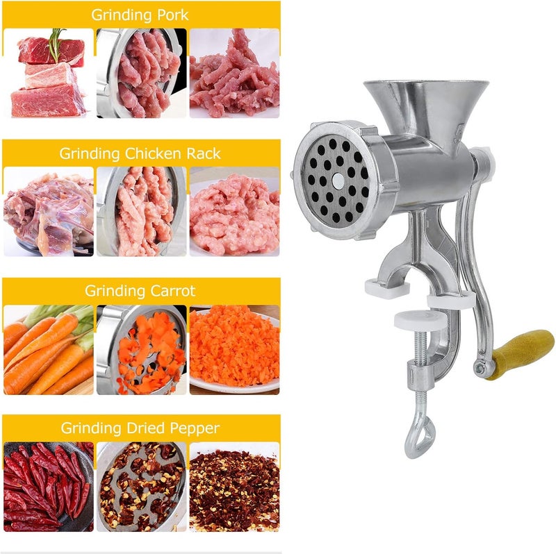 Moncer Manual Meat Grinder, Hand Operated Sausage Stuffer Filler Hand Crank Mincer Aluminum Alloy Meat Processor Grinding Machine for Home Kitchen Use - Image 4
