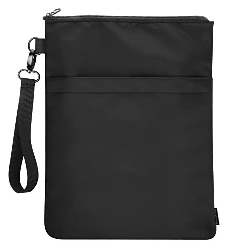 Homakover Book Sleeves with Zipper, Travel Book Protector Pouch for Paperbacks & Hardcover Books, Book Covers Bags Carry Case/Front Pocket & Handle Strap for Book Lovers Mother's Day (Black, 1 Pc) - Image 1