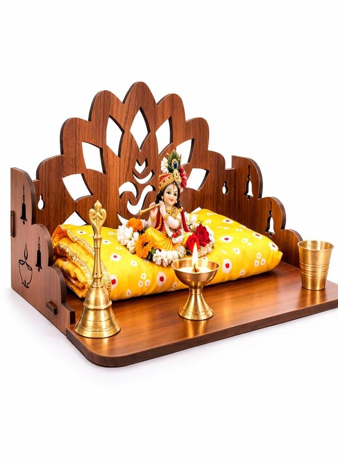 Fliptic Wooden Home Temple for Puja - Engineered Wood Mandir for Home, Office & Prayer Room | Compact Pooja Ghar Stand with Drawer | Wall Mountable & Floor Rested Mandir for Living Room Decor - Image 3