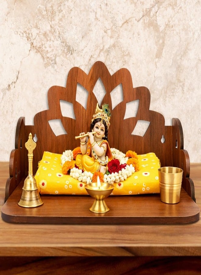 Fliptic Wooden Home Temple for Puja - Engineered Wood Mandir for Home, Office & Prayer Room | Compact Pooja Ghar Stand with Drawer | Wall Mountable & Floor Rested Mandir for Living Room Decor - Image 1