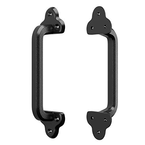 SMARTSTANDARD Heavy Duty 9" Antique Barn Door Handle Set of 2, Large Rustic Retro Cast Iron Handle for Gates Garages Sheds Furniture, Black Powder Coated Finish, Square - Image 4
