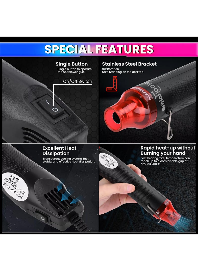 amiciTools amiciTools 300W Mini Heat Gun for Crafting Embossing Melting Shrinking and DIY Projects Quick Heating Compact Design 200C Max Temperature Ideal for Crafts and Home Use 220VAC  - Image 4