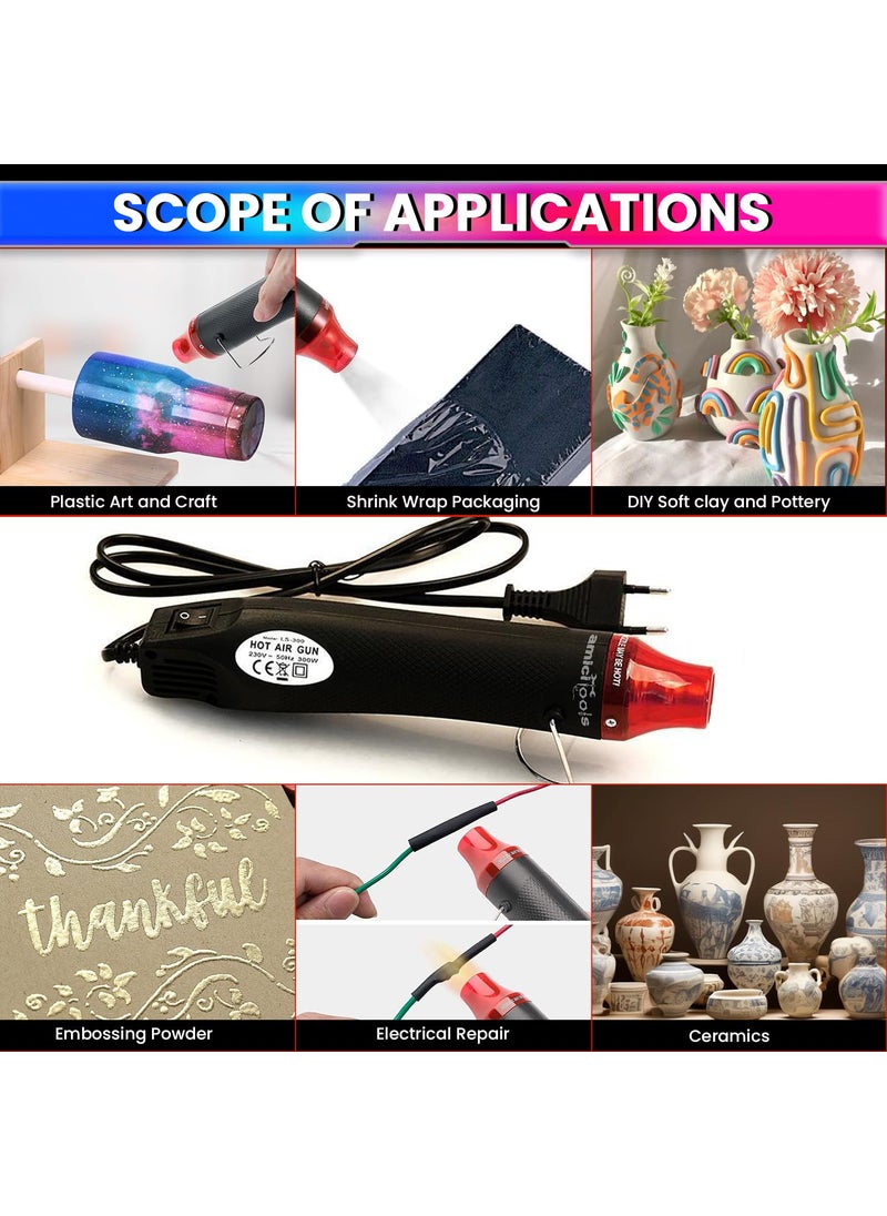 amiciTools amiciTools 300W Mini Heat Gun for Crafting Embossing Melting Shrinking and DIY Projects Quick Heating Compact Design 200C Max Temperature Ideal for Crafts and Home Use 220VAC  - Image 5