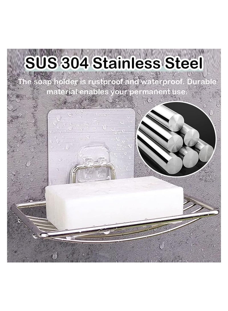 Soap Dish Holder, 2 Pack Adhesive Soap Holder Soap Tray, Shower Wall Mounted Draining Soap Saver Soapdish for Shower Bathroom Tub, Soap Sponge Holder for Kitchen Sink, Drill-Free - Image 3